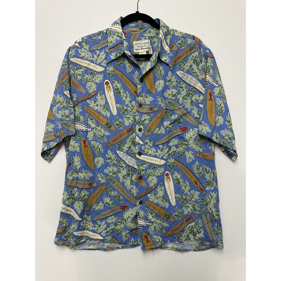 Reyn Spooner Dietrich Varez Hawaiian Shirt Mens Large Surf Board Floral Rayon - Picture 1 of 9